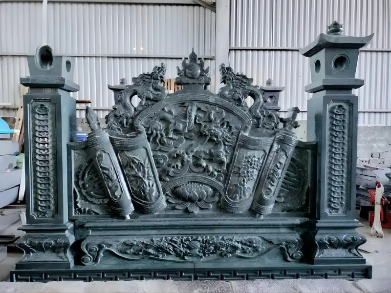 Mẫu cuốn thư đá với hoa văn